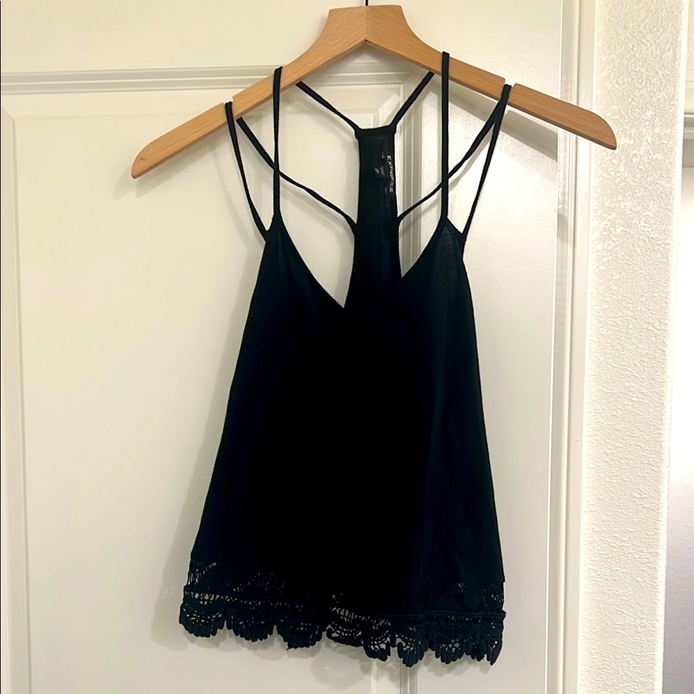 Express Black Embellished Backless Camisole